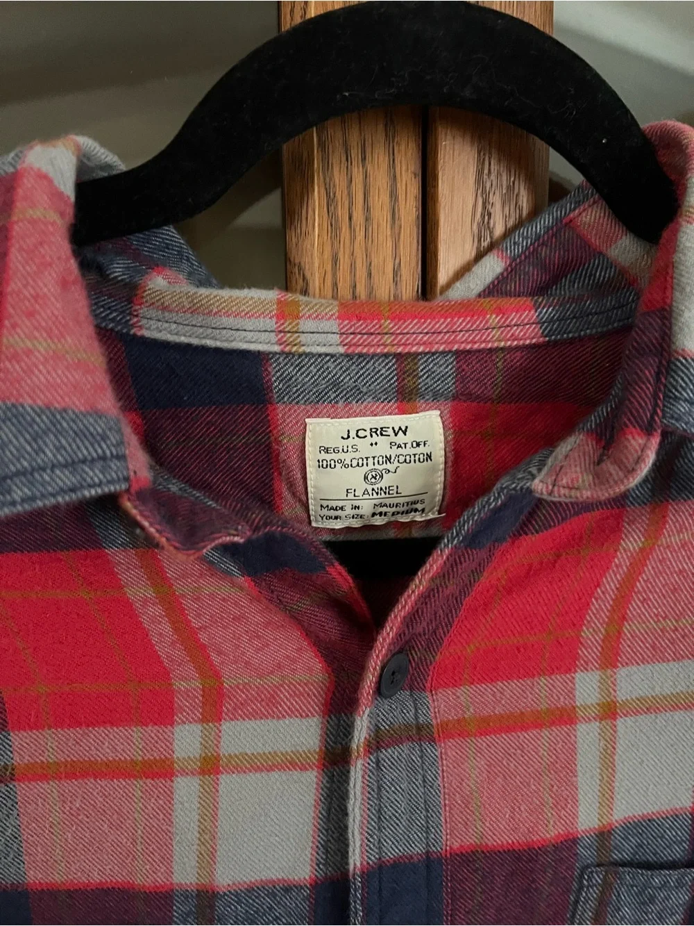 Men’s Plaid Flannel J. Crew Red and Navy Casual